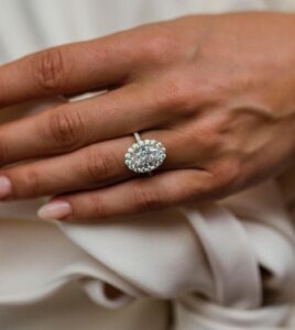 White Oval Halo Ring