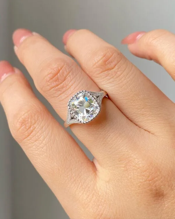 Split Shank Cushion Cut Bezel Wedding Ring
