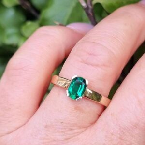Green Oval Solitaire Promise Ring