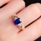 Blue Emerald Solitaire Ring