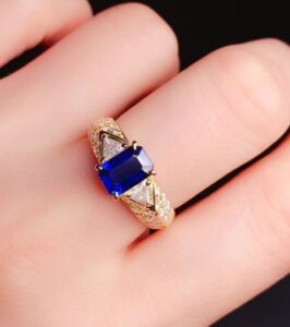 Blue Emerald Solitaire Ring
