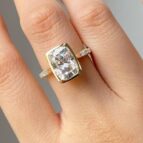 White Cushion Bezel Ring