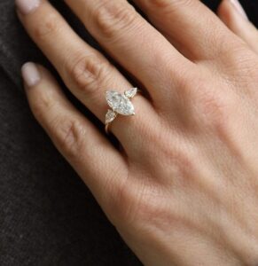 White Marquise Wedding Ring
