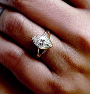 White Marquise Cut Ring