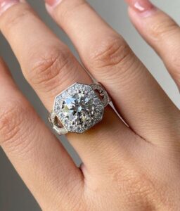 White Round Halo Ring