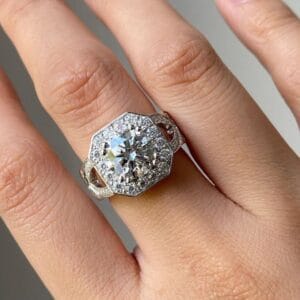 White Round Halo Ring