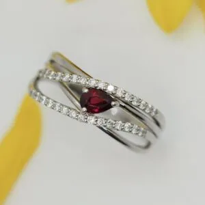 Pretty 2Ct Red Pear Cut Solitaire Engagement Ring | Anniversary Gift Ring For Her