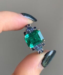 Green Emerald Cut Ring