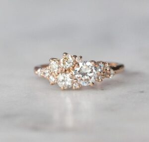 Delicate 2Ct White Round Cut Cluster Birthday Gift Ring | Engagement Gift Ring For Her