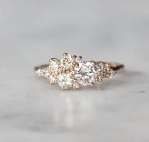 Delicate 2Ct White Round Cut Cluster Birthday Gift Ring | Engagement Gift Ring For Her
