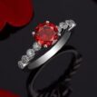 Red Round Solitaire Ring