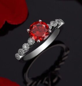 Red Round Solitaire Ring