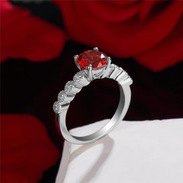 Glamorous 2.4Ct Red Round Cut Solitaire Perfect Engagement Proposal Ring For Fiancee - Image 4