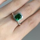Green Emerald Cut Ring