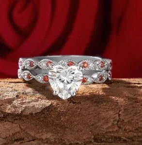 Heart Solitaire Ring Set