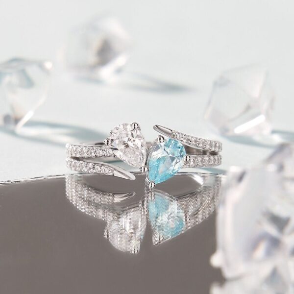 2Ct Light Blue And White Pear Cut Solitaire Anniversary Ring | Birthday Gift Ring For Mother