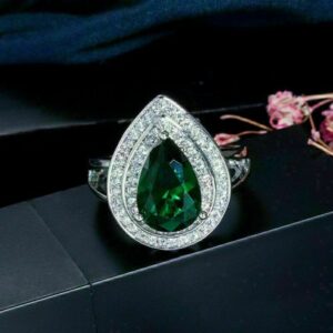 Green Pear Anniversary Ring