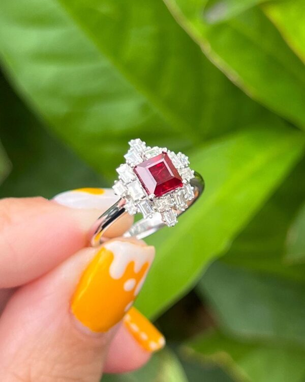 Beautiful 2.2Ct Red Princess Cut Halo Best Anniversary Gift Ring For Wife | Special Occasion Ring - Image 4