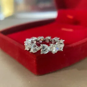 Lovable 2.80Ct White Heart Cut Full Eternity Best Promise Band Ring For Her | Designer Band Ring