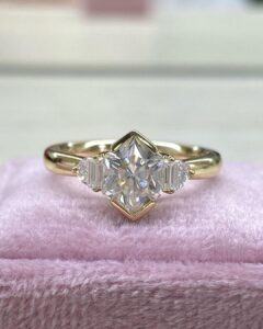 Trendy 2.80Ct White Hexagon Cut Half Bezel Best Anniversary Ring For Wife | Jewelry Collection