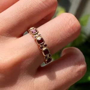 Dainty 2.70Ct Red Asscher Cut Half Eternity Best Birthday Gift Band Ring For Her | Designer Band Ring