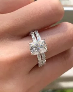 Dainty 2.88Ct White Cushion Cut Solitaire Best Wedding Ring Set For Bridal | Women Jewelry