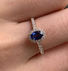 Fancy 2.60Ct Blue Oval Cut Halo Best Engagement Ring For Women | Fashion Jewelry