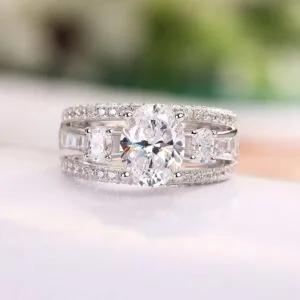 White Oval Solitaire Ring