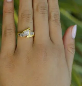 White Trillion Engagement Ring
