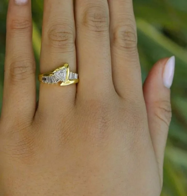 White Trillion Engagement Ring