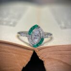 White Marquise Halo Ring