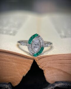 White Marquise Halo Ring