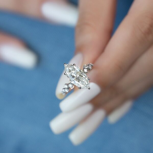 Glamorous 2.6Ct White Marquise Cut Solitaire Perfect Engagement Promise Ring For Fiancee - Image 2