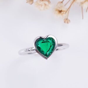 Green Heart Bezel Ring