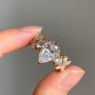 White Pear Solitaire Ring