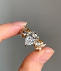 White Pear Solitaire Ring