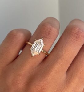 White Hexagon Solitaire Ring