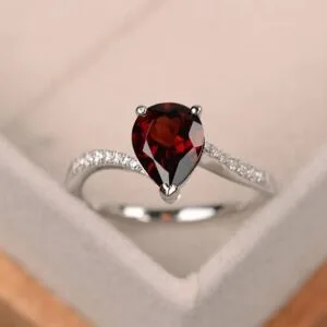 Trendy 2.70Ct Red Pear Cut Solitaire Best Engagement Ring For Fiancée | Women Jewelry
