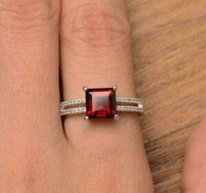 Dainty 2.55Ct Red Princess Cut Solitaire Best Anniversary Ring For Wife | Surprise Gift For Her