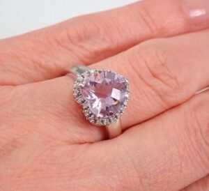 Lovely 2.70Ct Light Pink Heart Cut Halo Best Proposal Ring For Girlfriend | Promise Ring For Her