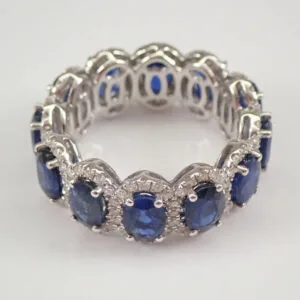 Trendy 3.50Ct Blue Oval Cut Full Eternity Best Wedding Band Ring For Bridal | Luxury Jewelry - Image 2