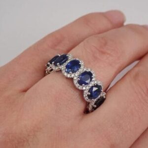 Trendy 3.50Ct Blue Oval Cut Full Eternity Best Wedding Band Ring For Bridal | Luxury Jewelry