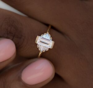 1.50CT White Baguette Cut Solitaire Ring | Wings Style Engagement & Promise Jewelry for Women