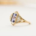 1.80CT Blue Tanzanite Baguette Cut Half Bezel Ring for Women | Elegant Anniversary And Birthstone Jewelry