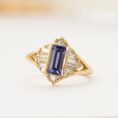1.80CT Blue Tanzanite Baguette Cut Half Bezel Ring for Women | Elegant Anniversary And Birthstone Jewelry