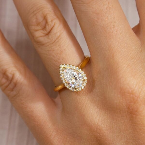 1.90Ct White Pear Cut Halo Cocktail Ring For Women | Elegant Party Wear Jewelry Gift