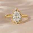 1.90Ct White Pear Cut Halo Cocktail Ring For Women | Elegant Party Wear Jewelry Gift