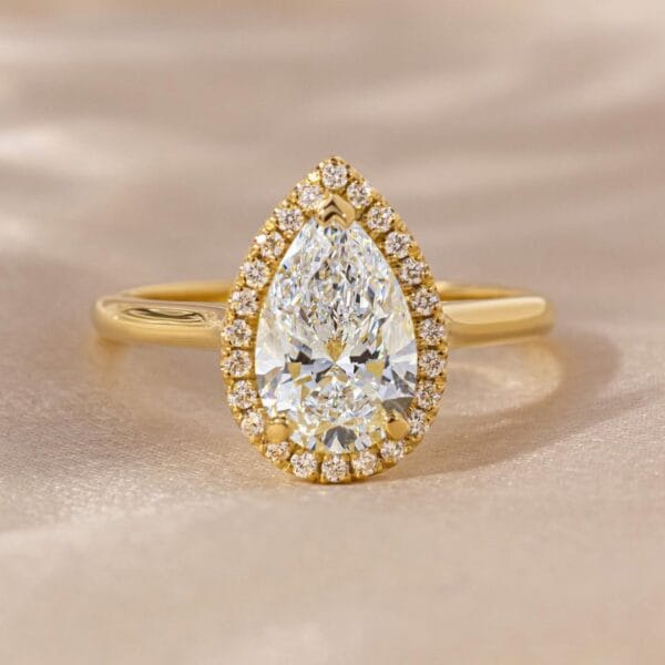 1.90Ct White Pear Cut Halo Cocktail Ring For Women | Elegant Party Wear Jewelry Gift