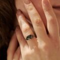 2.10CT Black Heart Cut Solitaire Ring | Wings Style Engagement And Birthday Gift for Her