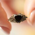 2.10CT Black Heart Cut Solitaire Ring | Wings Style Engagement And Birthday Gift for Her